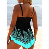 Women's Swimwear Swimdresses Plus Size Swimsuit 2 Piece Printing Graphic Blue Rose Red Bathing Suits Sports Beach Wear Summer